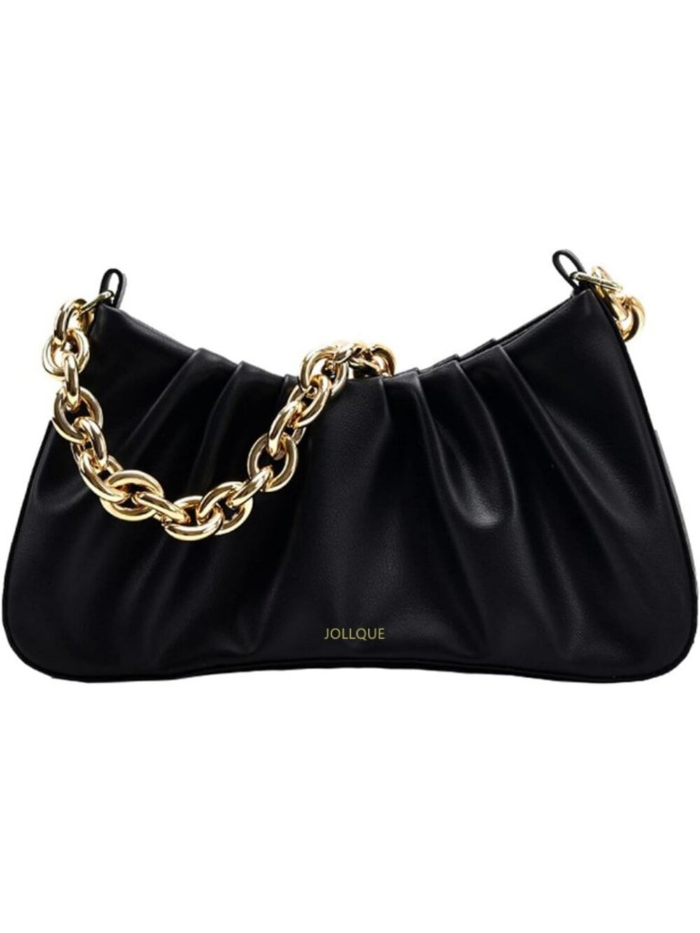 Chic Small Leather Dumpling Shoulder Bag, Gold Chain Evening Clutch Purse for